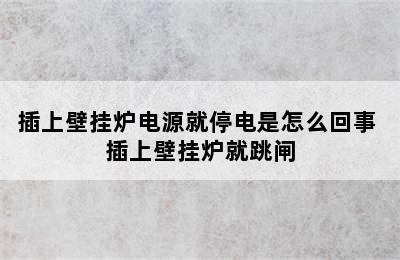 插上壁挂炉电源就停电是怎么回事 插上壁挂炉就跳闸